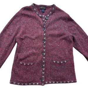 Woolrich Vintage Sweater Womens Medium Ruby Wool Ramie Cardigan Aztec Western